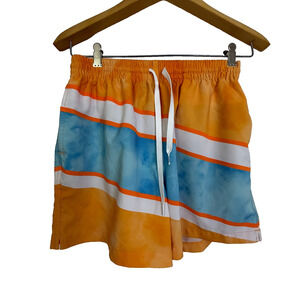 Chubbies The Freestyles Swim Short Mens M Orange Stripe Beach Mesh Brief EUC